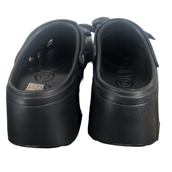 New Matte Black Bow Platform Clogs Chunky Grunge Sandals 7.5 - Picture 5 of 9